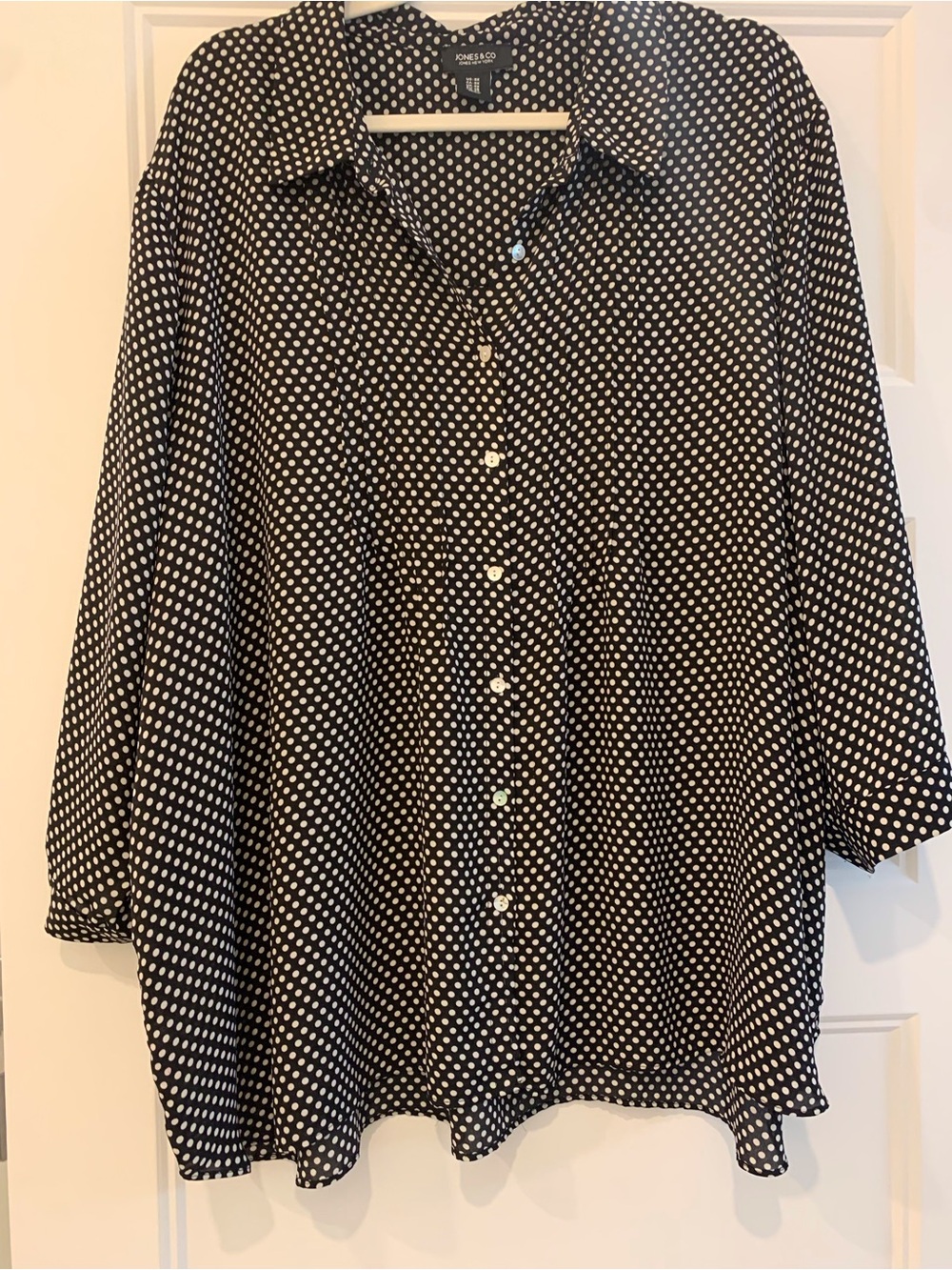 Jones New York Black and White Polka Dot Blouse 3X